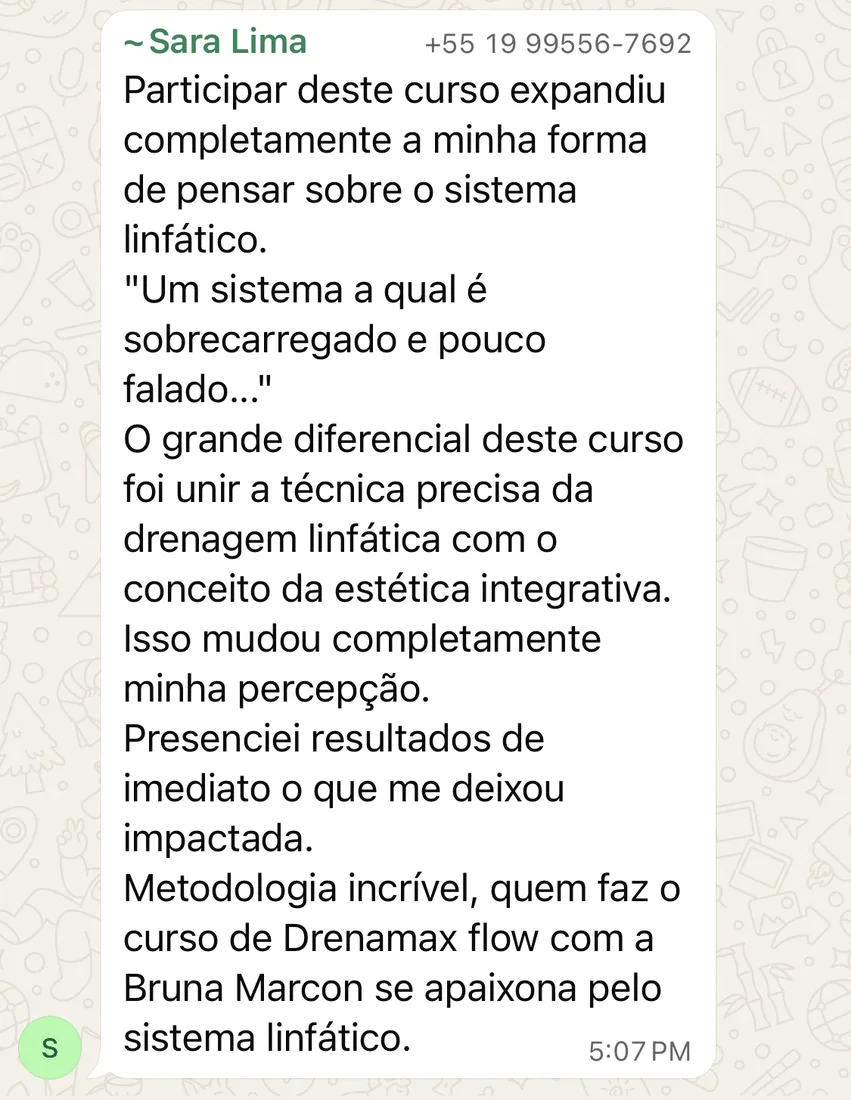 Depoimento de aluna sobre o curso