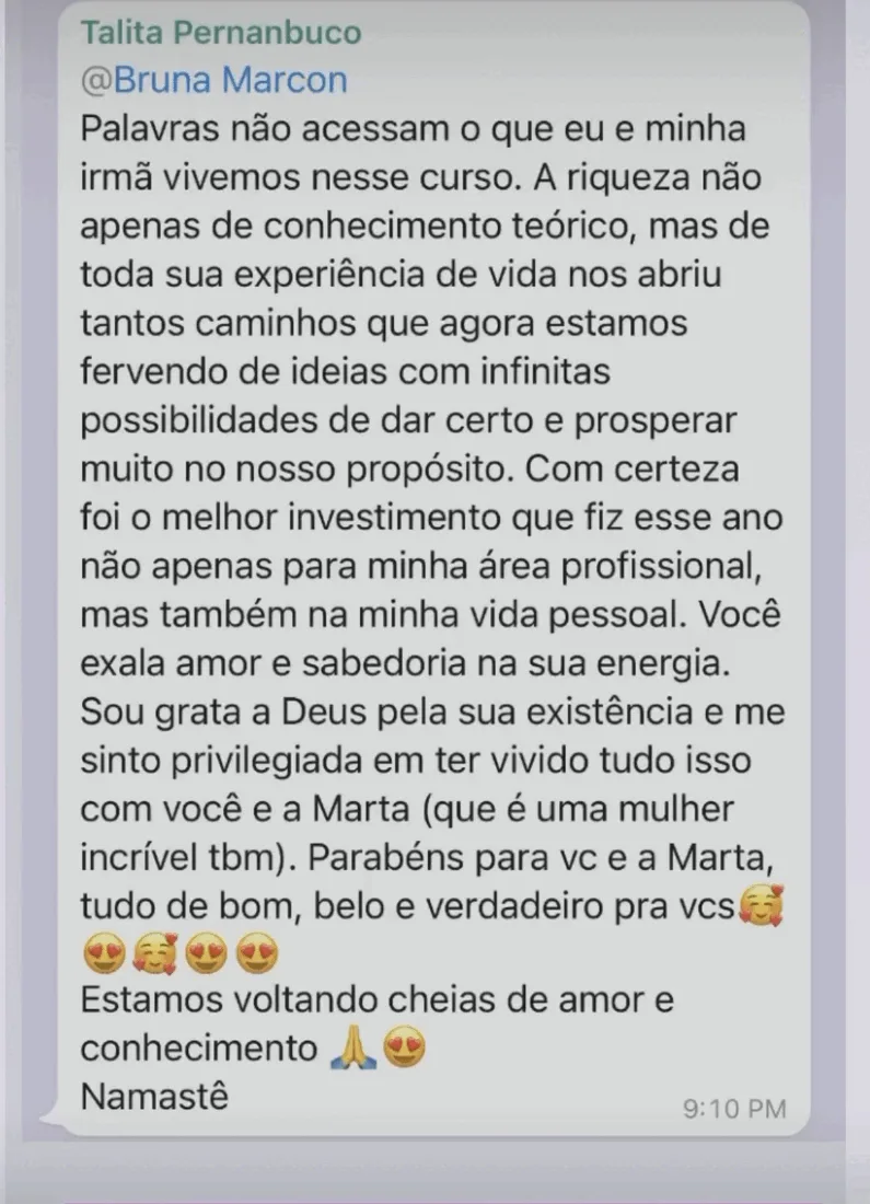 Depoimento de aluna